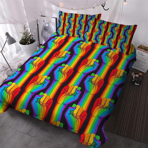 Image of Striped Rainbow Color Comforter Set - Beddingify