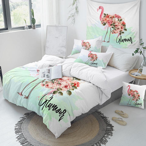 Image of Glamour Flamingo Comforter Set - Beddingify