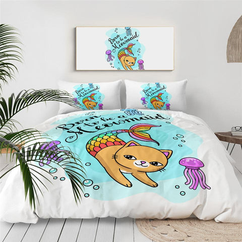 Image of Cartoon Cat Mermaid Comforter Set for Kid - Beddingify