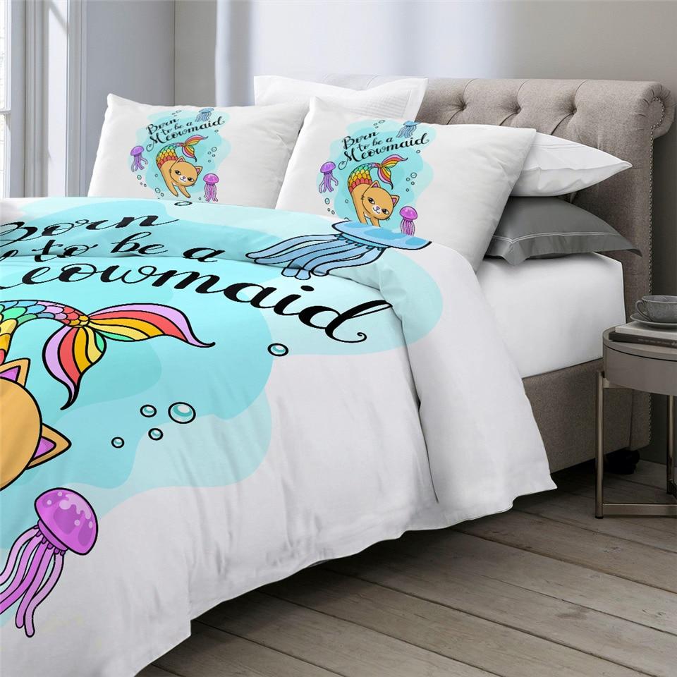 Cartoon Cat Mermaid Comforter Set for Kid - Beddingify