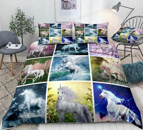 Image of Collage of Unicorns Bedding Set - Beddingify