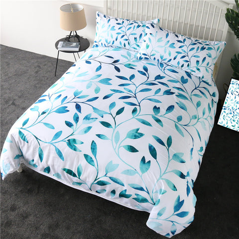 Image of Blue Leaf Bedding Set - Beddingify