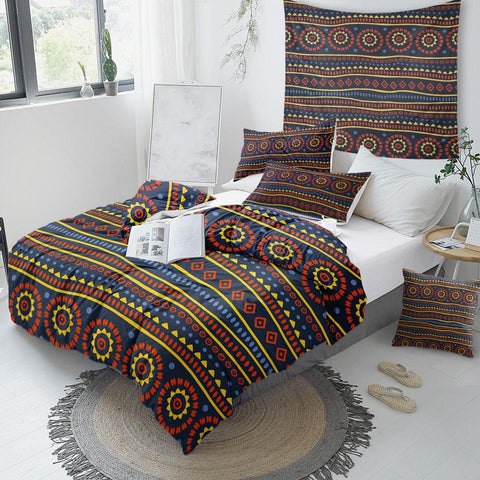 Image of Black Geometric Aztec African Comforter Set - Beddingify