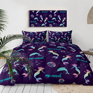 Black Mermaid Girls Bedding Set - Beddingify