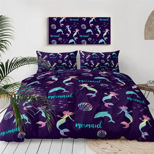 Black Mermaid Girls Comforter Set - Beddingify