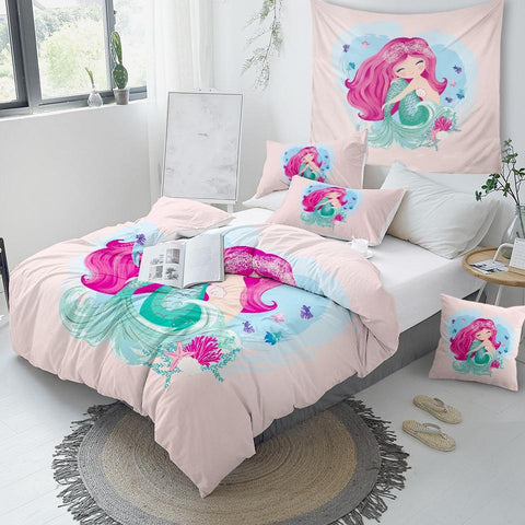 Image of Pink Mermaid Girls Comforter Set - Beddingify