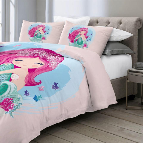 Image of Pink Mermaid Girls Comforter Set - Beddingify
