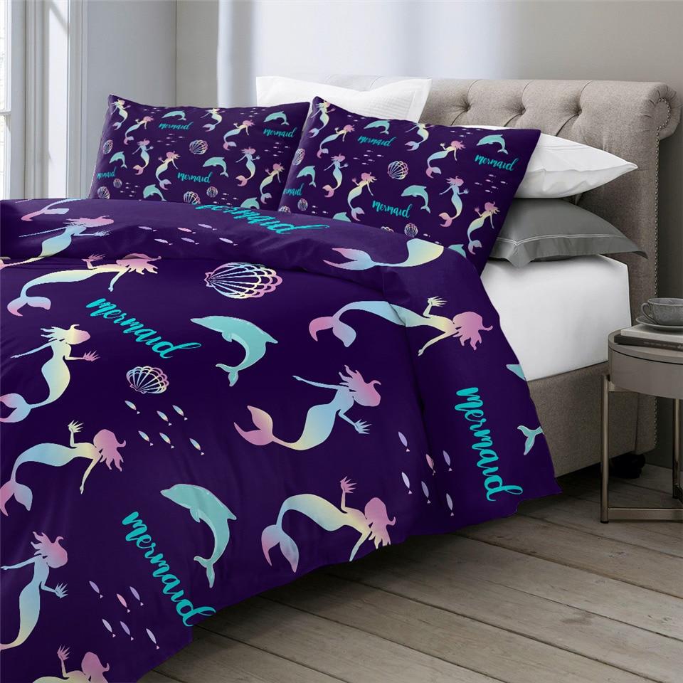 Black Mermaid Girls Comforter Set - Beddingify