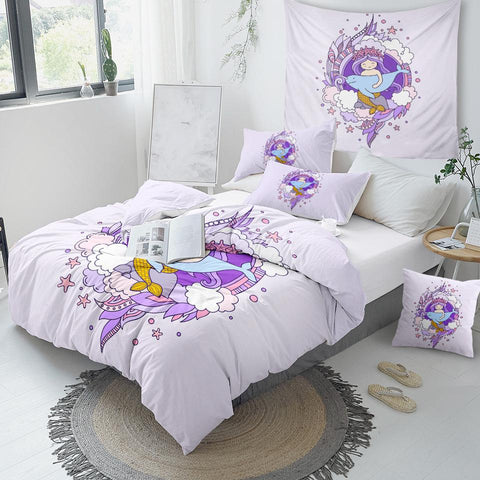 Image of Purple Mermaid Girls Comforter Set - Beddingify