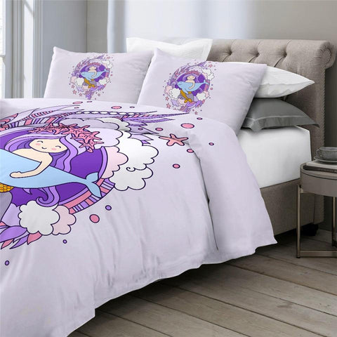 Image of Purple Mermaid Girls Comforter Set - Beddingify