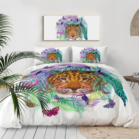 Image of Tiger And Butterflies Comforter Set - Beddingify