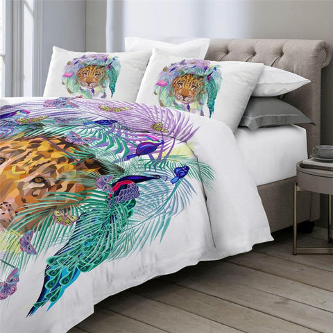 Image of Tiger And Butterflies Comforter Set - Beddingify