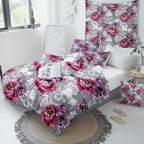 Image of Floral Sugar Skull Comforter Set - Beddingify