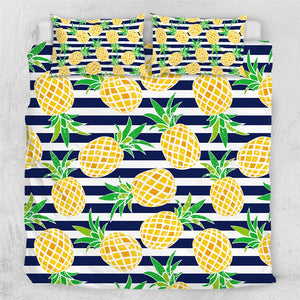 Black Stripes Pineapple Bedding Set - Beddingify