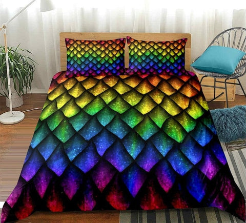 Image of Dragon Scales Luxury Rainbow Bedding Set - Beddingify