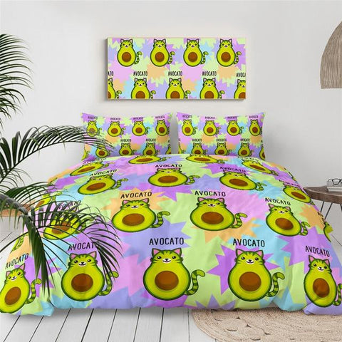 Image of Avocado Cartoon Comforter Set for Kids - Beddingify