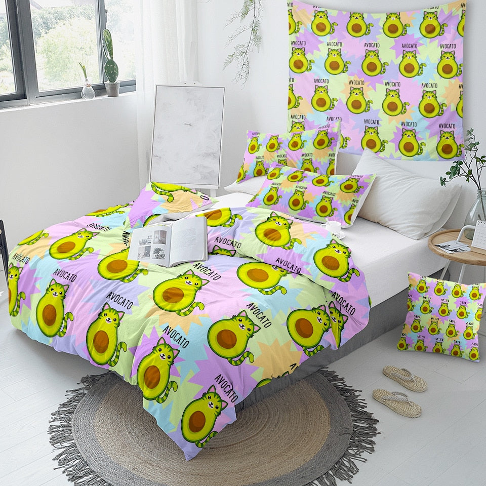 Avocado Cartoon Bedding Set for Kids - Beddingify