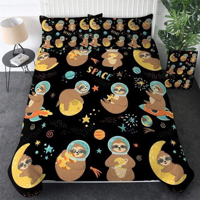 Planet And Star Sloth Comforter Set - Beddingify
