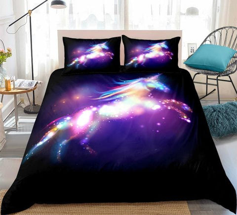 Image of Colorful Unicorn Black Bedding Set - Beddingify