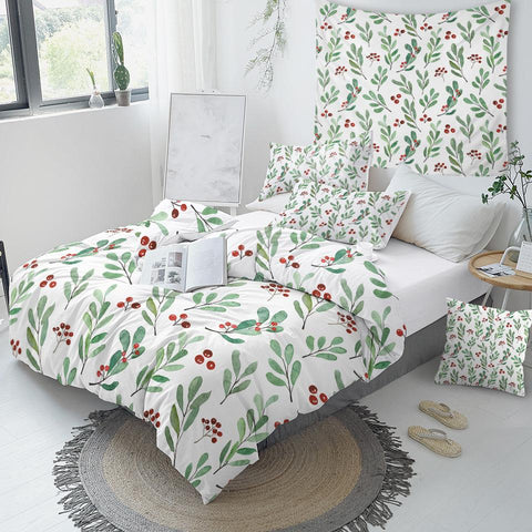 Image of Leaves And Flowers Comforter Set - Beddingify