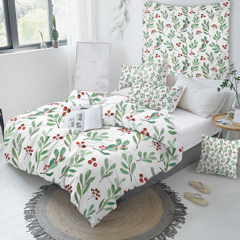 Image of Leaves And Flowers Bedding Set - Beddingify