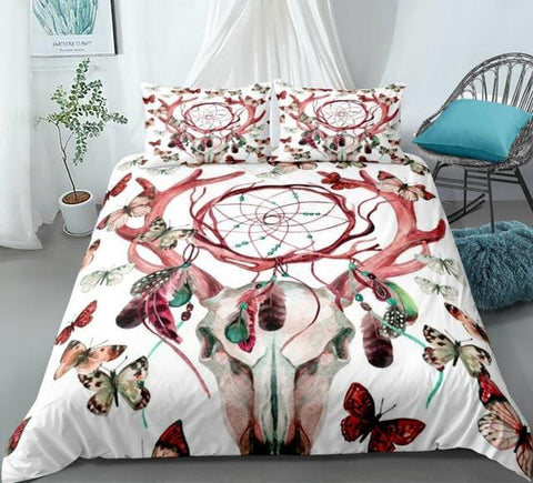 Image of Bohemia Butterfly Horn Dreamcatcher Bedding Set - Beddingify