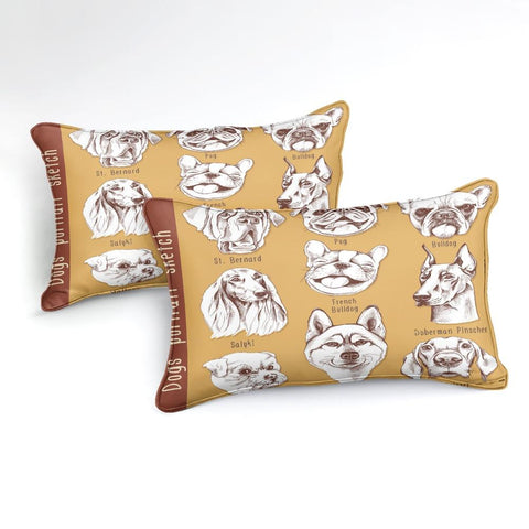 Image of Dogs Portrait Sketch Pattern Comforter Set - Beddingify