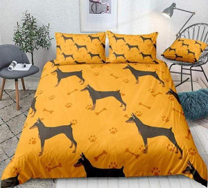 Black Dogs Orange Comforter Set - Beddingify