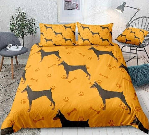Image of Black Dogs Orange Bedding Set - Beddingify