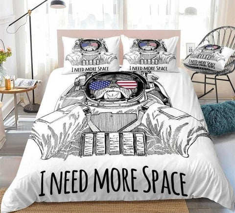 Image of Bulldog Wearing Space Suit Bedding Set - Beddingify