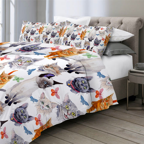 Butterfly Cat Bedding Set for Kids - Beddingify