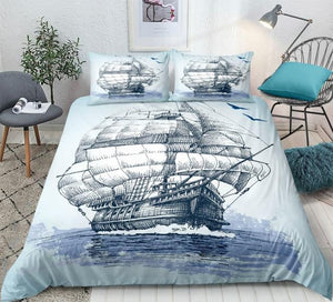 Nautical Decor Sailboat Comforter Set - Beddingify