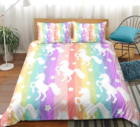Image of Rainbow Stripes Unicorn Bedding Sets - Beddingify