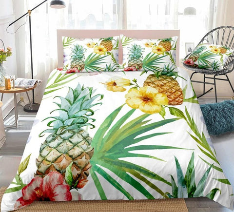 Watercolor Pineapple Bedding Set - Beddingify
