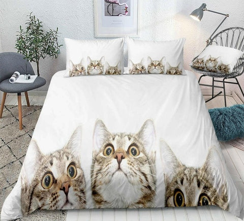 Image of 3D Cats White Background Bedding Set - Beddingify