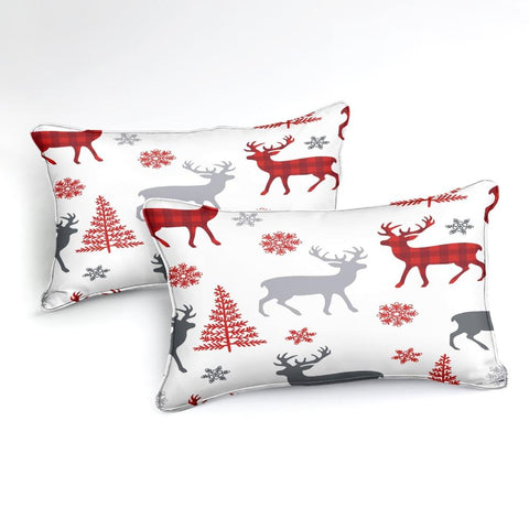 Image of Christmas Deer Tree and Snowflakes Comforter Set - Beddingify