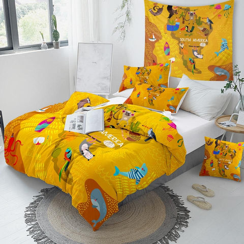 Image of South America Map Comforter Set - Beddingify