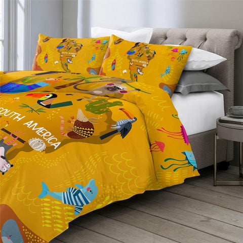 Image of South America Map Comforter Set - Beddingify