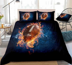 3D American Football Fire Rugby Bedding Set - Beddingify