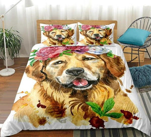 Golden Retriever Dog Comforter Set - Beddingify