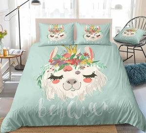 Llama With Flower Bedding Set - Beddingify