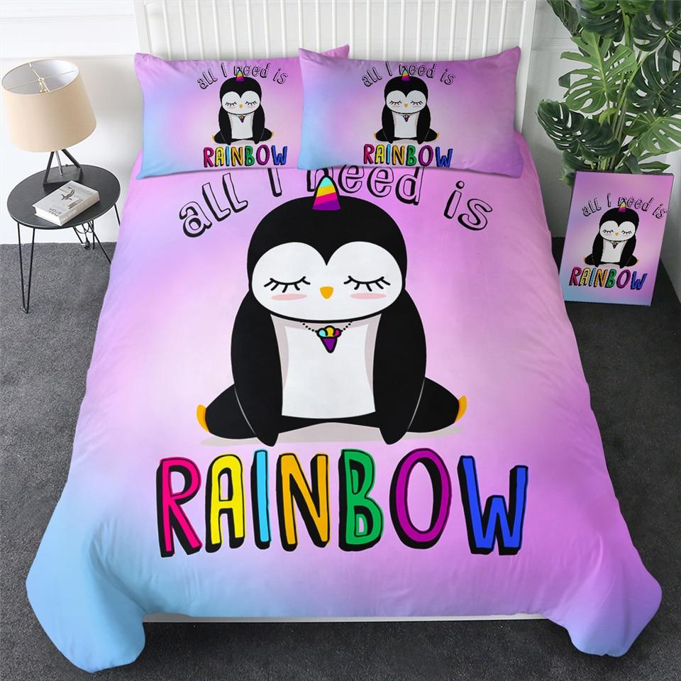 Cute Penguin Unicorn Horn Comforter Set - Beddingify
