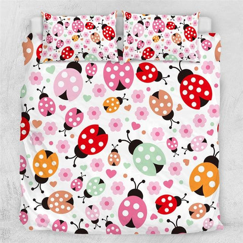 Image of Pink Ladybug Kids Comforter Set - Beddingify