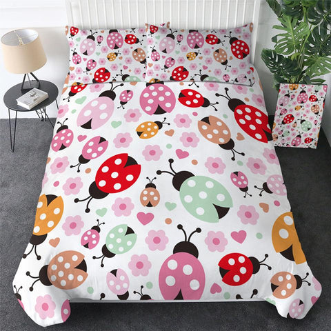 Image of Pink Ladybug Kids Comforter Set - Beddingify