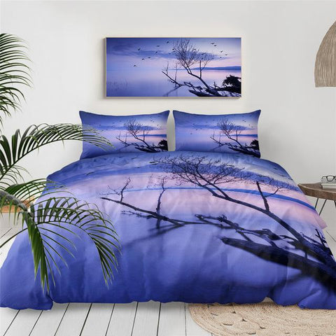 Image of Sunset Lake Birds Comforter Set - Beddingify