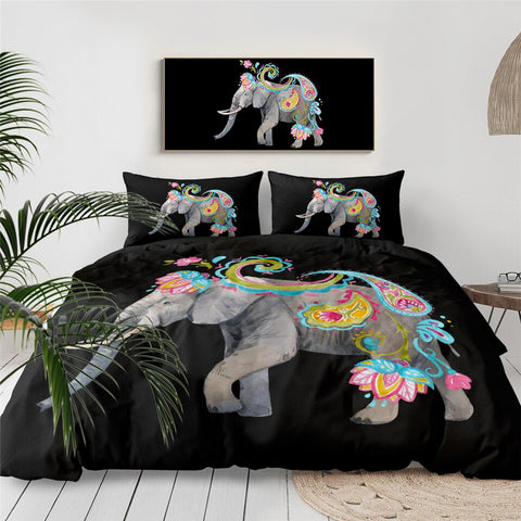 Image of Bohemian Floral Elephant Bedding Set - Beddingify