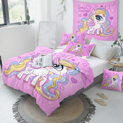 Image of Pink Unicorn Girly Comforter Set - Beddingify