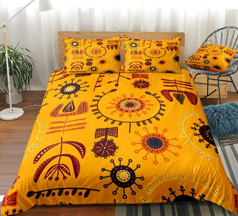 Image of Yellow African Ethnic Comforter Set - Beddingify