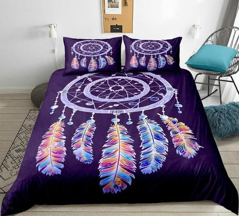 Image of Purple Dreamcatcher Boho Bedding Set - Beddingify