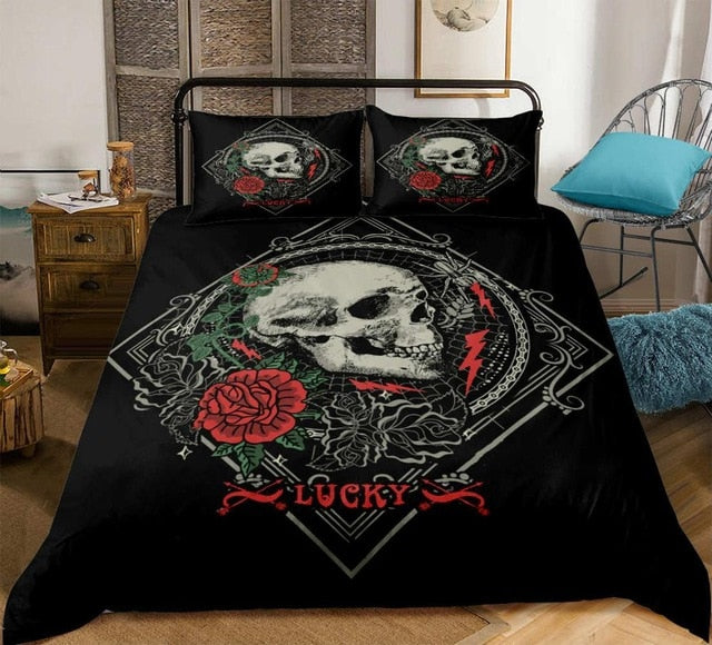 Rose Gothic Skull Bedding Set - Beddingify
